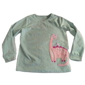 Carter's Girls T-shirt Long Sleeve Round Neck Graphic Mint Green Size 7 G001